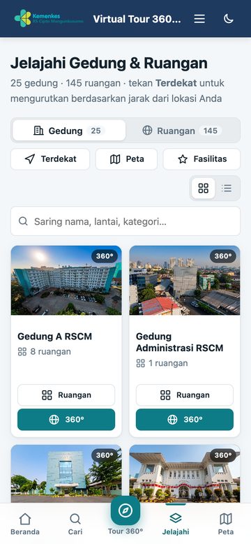 Jelajahi semua area — tampilan ponsel
